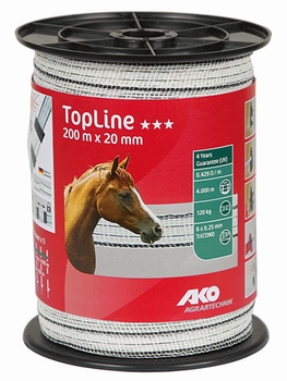 AKO TopLine schriklint wit/zwart 2cm-200m.