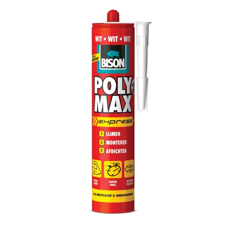 Bison Poly Max Express montagelijm wit 435 g.