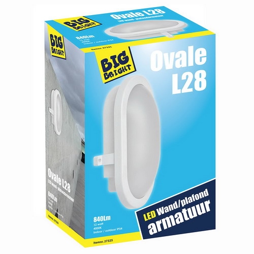 Bulkhead LED 12W 4000K 840lm -ovaal 22cm.