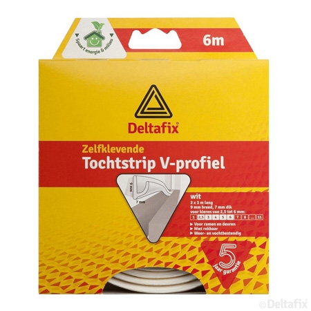 Deltafix, TOCHTSTRIP V-PROFIEL EPDM WIT.